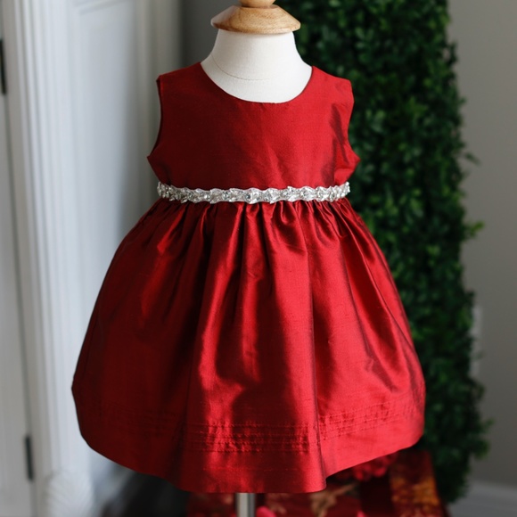 Red Silk Formal Dress Isabel Garréton 9/12 Months Flower Girl Special Occasion - Picture 1 of 6